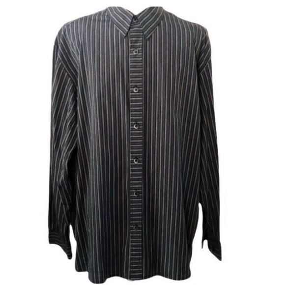 AXIST Mens Black White Striped Button Shirt Slimming Flattering Fit - Picture 2 of 6
